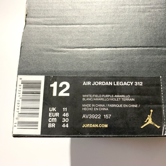 💜Air Jordan Legacy 312 L.A Lakers Men's size 12💛 - Picture 8 of 8